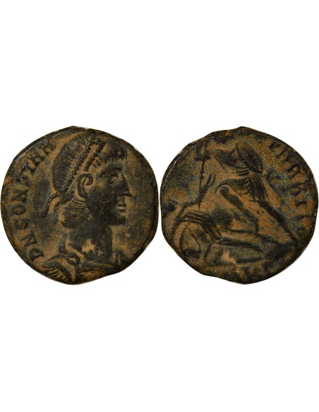 Rome Empire Constance II Soldat terrassant Cavalier 1 nummus Cuivre 350-354 Cyzique