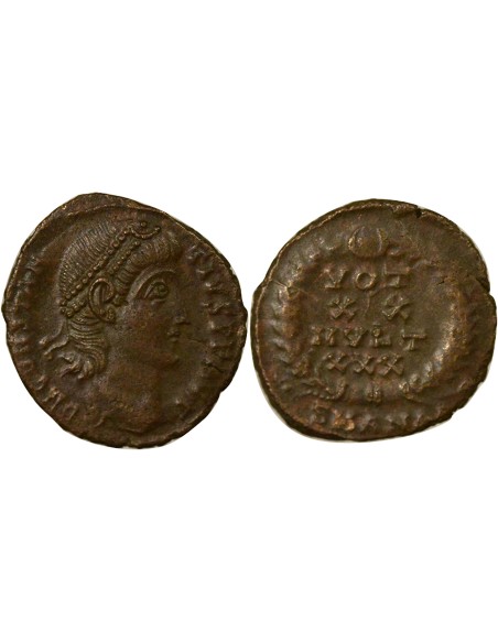 Rome Empire Constance II Voeux Vicennaux 1 nummus Cuivre 347-348 Antioche