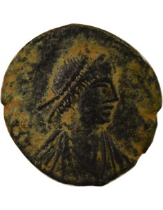 Rome Empire Théodose II A la Croix 1 nummus Cuivre 425-435 Cyzique 2