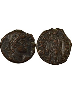 Rome Empire Constance II Soldat terrassant Cavalier 1 nummus Cuivre 305-354 Siscia