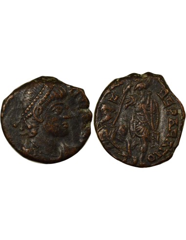 Rome Empire Constance II Soldat terrassant Cavalier 1 nummus Cuivre 305-354 Siscia