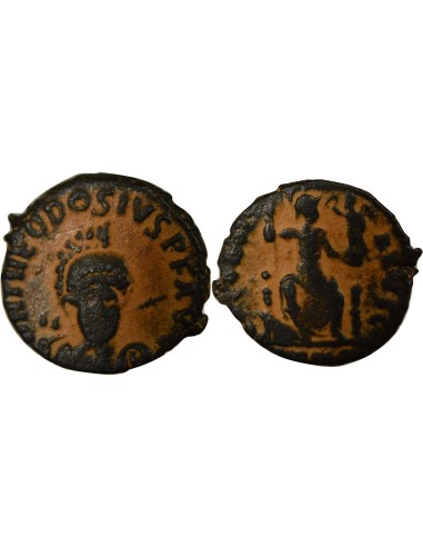 Rome Empire Théodose II Constantinople assise 1 nummus Cuivre 401-403 Antioche