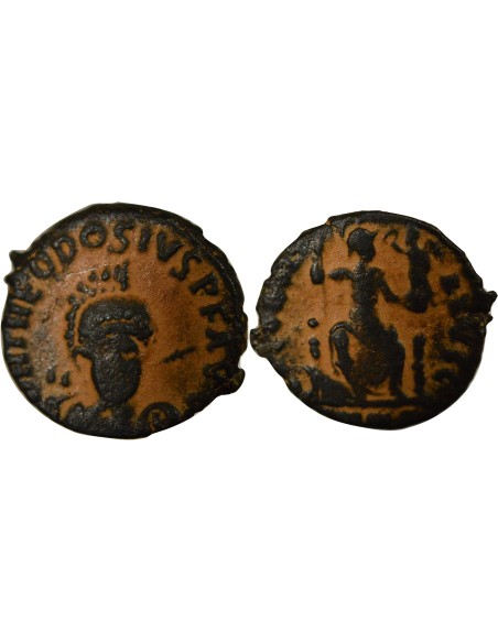 Rome Empire Théodose II Constantinople assise 1 nummus Cuivre 401-403 Antioche
