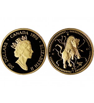 CANADA, ELIZABETH II - 200 DOLLARS OR 1998 "White Buffalo"﻿ 2