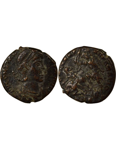 Rome Empire Constance II Soldat terrassant Cavalier 1 nummus Cuivre 355-361 Antioche