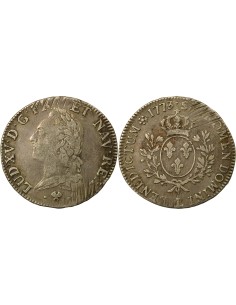 Louis XV à la Vieille Tête 1 écu Argent 1773 L Bayonne