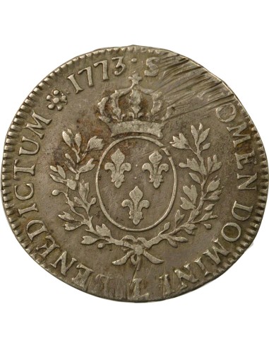 Louis XV à la Vieille Tête 1 écu Argent 1773 L Bayonne