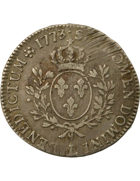 Louis XV à la Vieille Tête 1 écu Argent 1773 L Bayonne