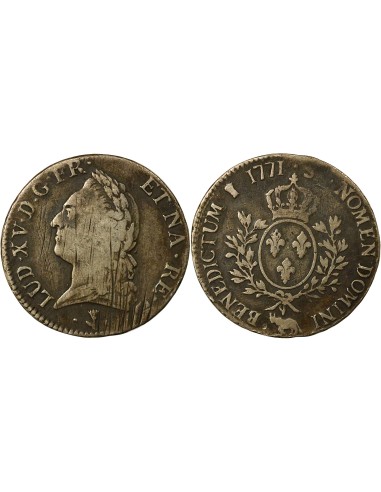 Louis XV A la Vieille Tête 1 écu Argent 1771 Pau