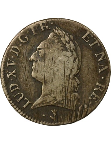 Louis XV A la Vieille Tête 1 écu Argent 1771 Pau