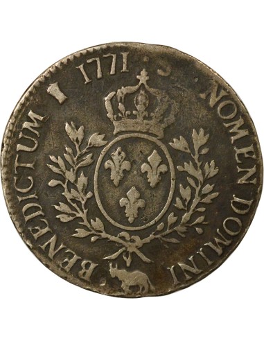 Louis XV A la Vieille Tête 1 écu Argent 1771 Pau