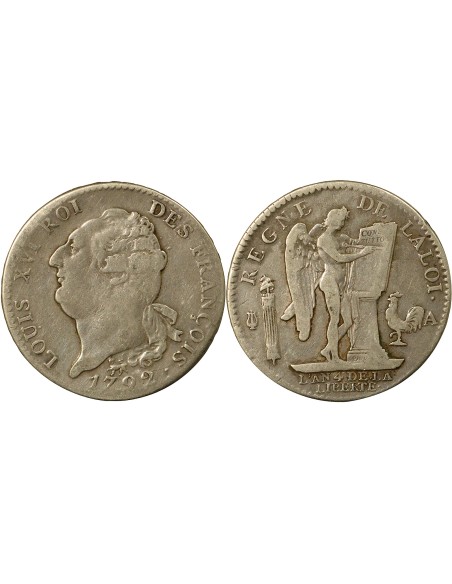 Louis XVI au Génie 1 écu Argent 1792 A - Paris