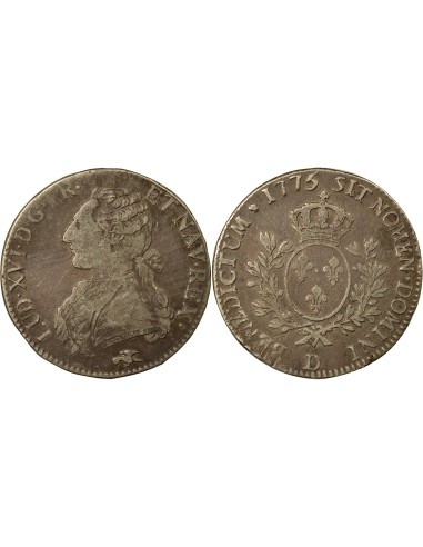 Louis XVI au Buste Habillé 1 écu Argent 1775 D Lyon