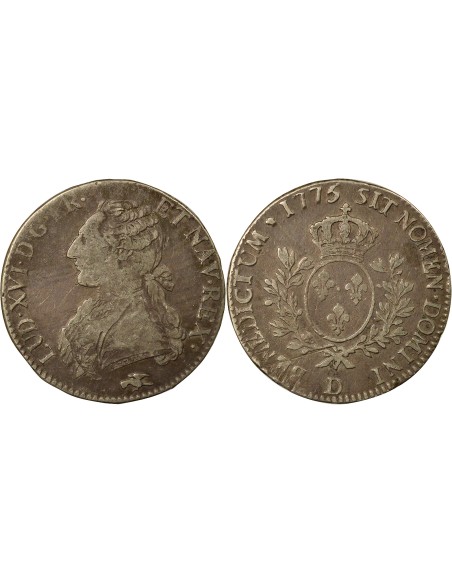 Louis XVI au Buste Habillé 1 écu Argent 1775 D Lyon