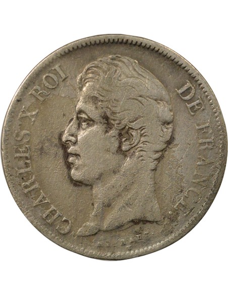 Charles X 2e Type 5 francs Argent 1828 W Lille