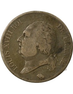 Louis XVIII Tête nue 5 francs Argent 1823 M Toulouse 2