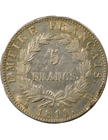 Roi d'Italie Empire 5 francs Argent 1811 B Rouen
