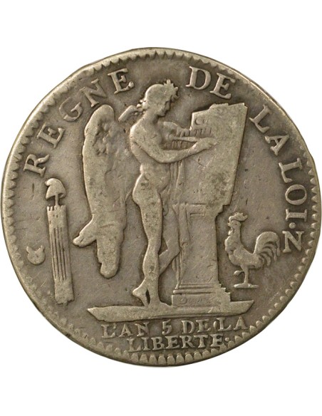 Louis XVI au Génie 1 écu Argent 1793 N Montpellier