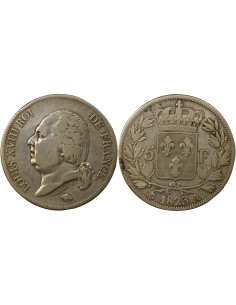 Louis XVIII Tête nue 5 francs Argent 1823 A - Paris