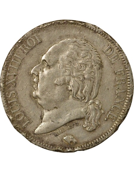 Louis XVIII Tête nue 5 francs Argent 1821 A - Paris