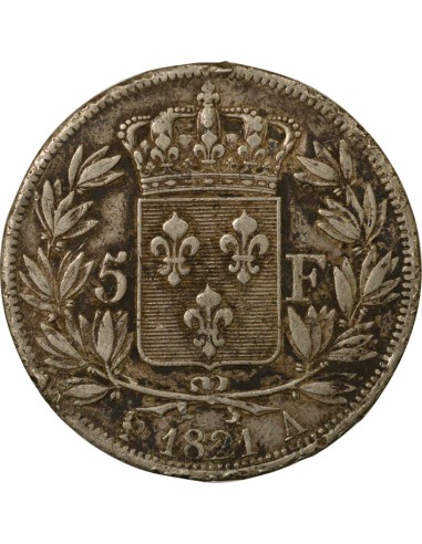 Louis XVIII Tête nue 5 francs Argent 1821 A - Paris
