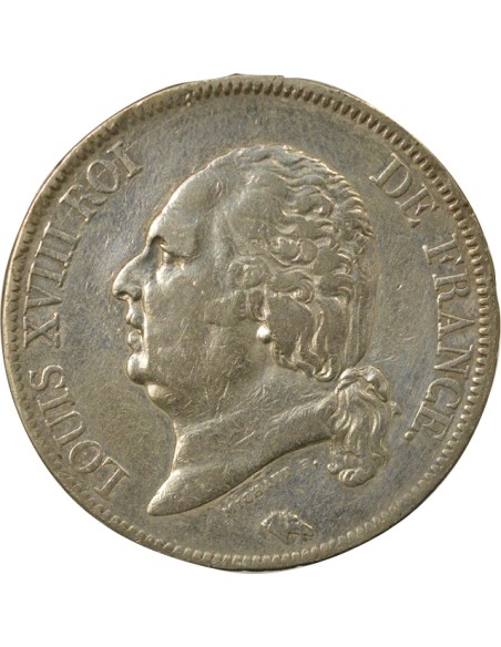 Louis XVIII Tête nue 5 francs Argent 1816 L Bayonne
