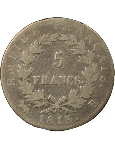 Roi d'Italie Empire 5 francs Argent 1813 B Rouen