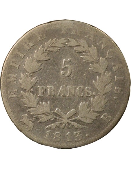 Roi d'Italie Empire 5 francs Argent 1813 B Rouen