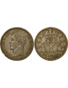 Charles X 2e Type 5 francs Argent 1829 Q Perpignan