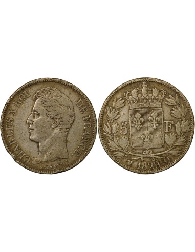 Charles X 2e Type 5 francs Argent 1829 Q Perpignan