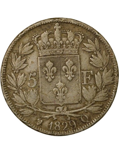Charles X 2e Type 5 francs Argent 1829 Q Perpignan