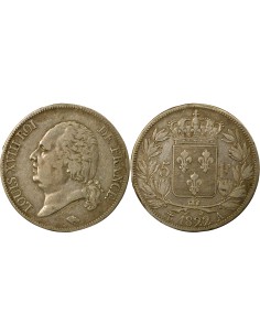 Louis XVIII Tête nue 5 francs Argent 1822 A - Paris