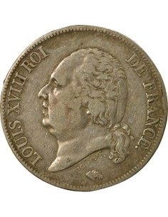 Louis XVIII Tête nue 5 francs Argent 1822 A - Paris 2