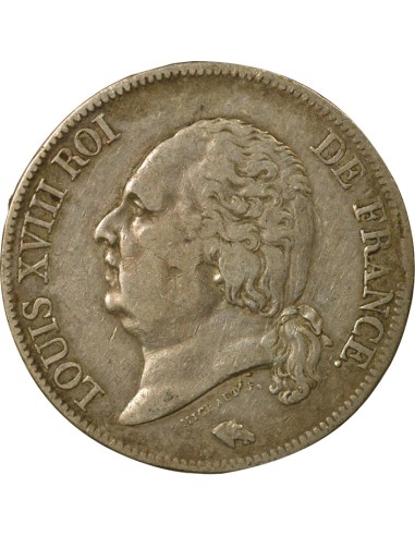 Louis XVIII Tête nue 5 francs Argent 1822 A - Paris