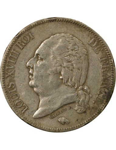 Louis XVIII Tête nue 5 francs Argent 1821 A - Paris