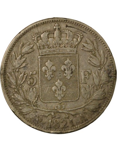 Louis XVIII Tête nue 5 francs Argent 1821 A - Paris