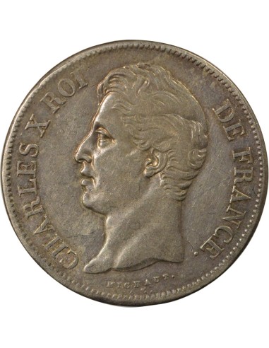 Charles X 2e Type 5 francs Argent 1827 T Nantes