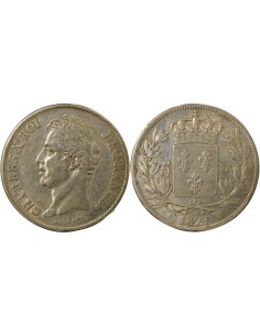 Charles X 2e Type 5 francs Argent 1827 W Lille