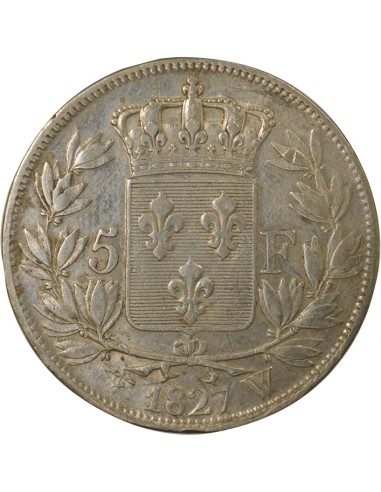 Charles X 2e Type 5 francs Argent 1827 W Lille