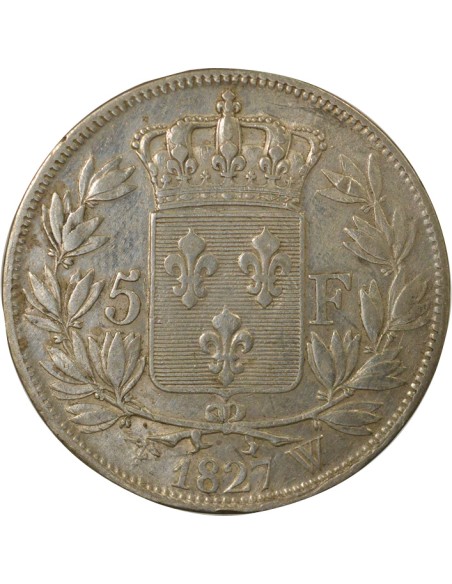 Charles X 2e Type 5 francs Argent 1827 W Lille