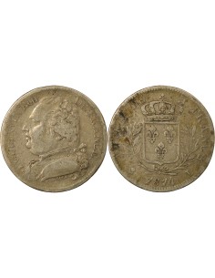 Louis XVIII au Buste Habillé 5 francs Argent 1814 L Bayonne