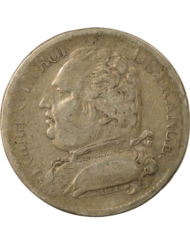 Louis XVIII au Buste Habillé 5 francs Argent 1814 L Bayonne