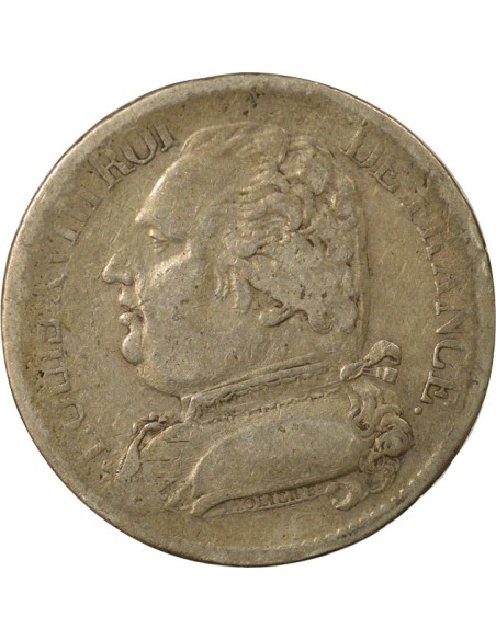 Louis XVIII au Buste Habillé 5 francs Argent 1814 L Bayonne