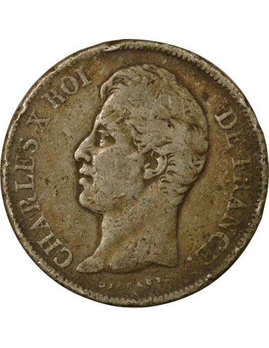 Charles X 2e Type 5 francs Argent 1828 D Lyon