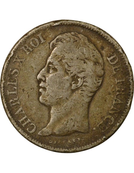 Charles X 2e Type 5 francs Argent 1828 D Lyon