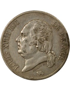 Louis XVIII Tête nue 5 francs Argent 1822 A - Paris 2