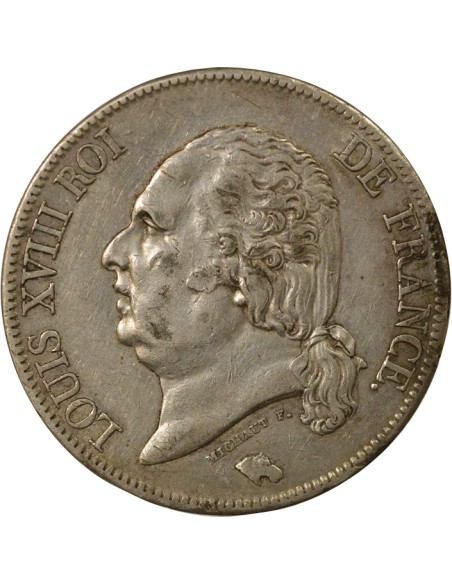 Louis XVIII Tête nue 5 francs Argent 1822 A - Paris