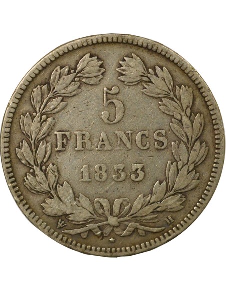 Louis-Philippe Ier Louis-Philippe I - 5 Francs Argent - 1832 H La Rochelle 5 francs Argent 1832 H La Rochelle