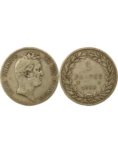 5 Francs Argent Louis-Philippe I 1830 W - Tranche en Creux