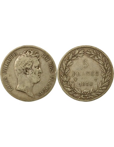 5 Francs Argent Louis-Philippe I 1830 W - Tranche en Creux